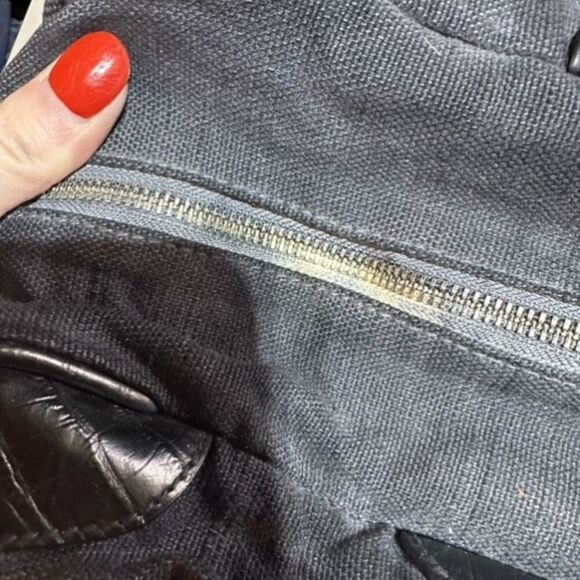 Paul Smith Women's Cotton Leather‎ Trim Double Handle Tote Shoulder Bag Black - Picture 13 of 16